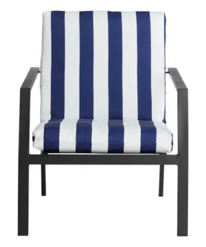 Providence Navy Blue Awning Stripe Outdoor Hinged Cushion